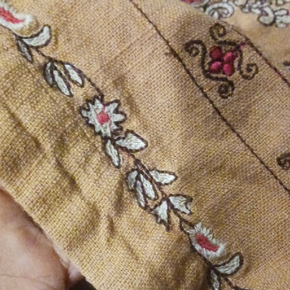 Anthropologie Floral Embroidered Mini Skirt - Tan and Pink - Picture 6 of 7